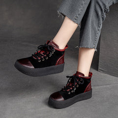 Women Retro Leather Flat Thick Soled Casual Shoes Newgew Shoes