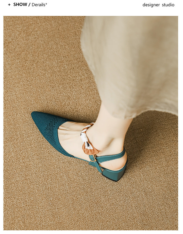 Ribbon pointed toe woven shoes NewGew