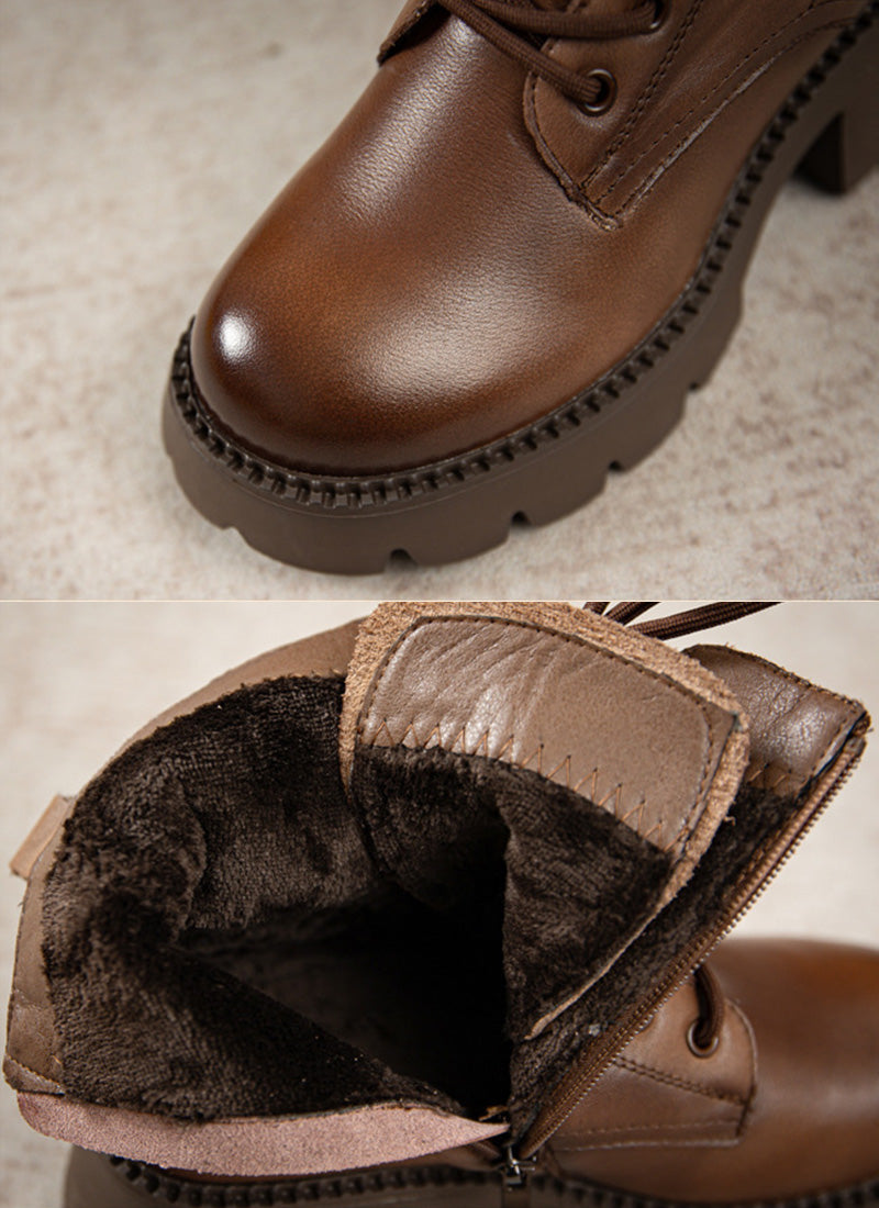 Women Minimalist Leather Winter Furred Boots Newgew Shoes