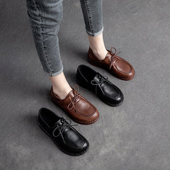 Women Soft Leather Retro Solid Casual Shoes Newgew Shoes