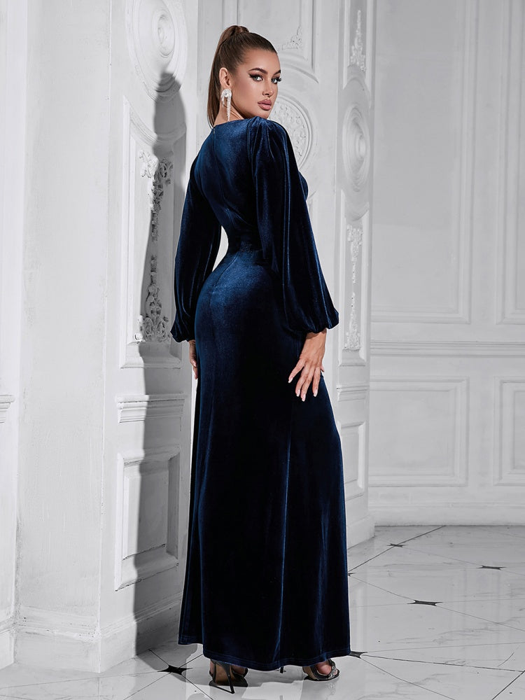 V neck Slit Long Sleeve Dress Newgew Dresses