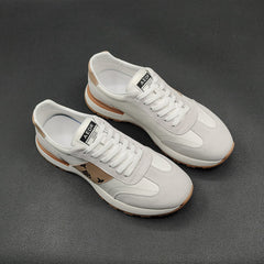 Men Fashion Patchwork Leather Casual Sneakers Newgew Shoes