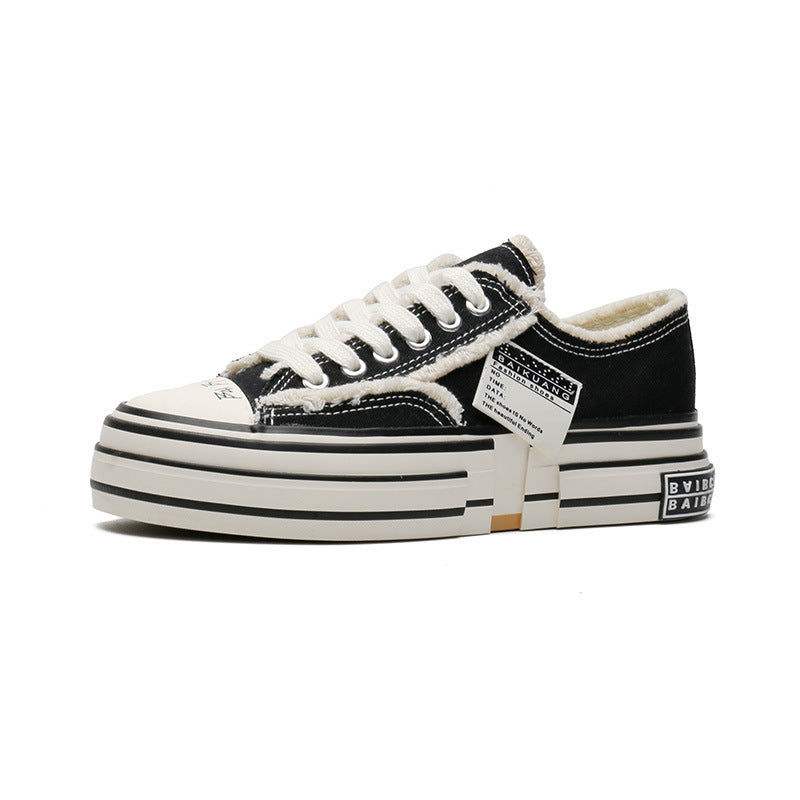 Women's & Men's Beggar Vulcanized Thick Sole Height Increasing Low Canvas Shoes Newgew