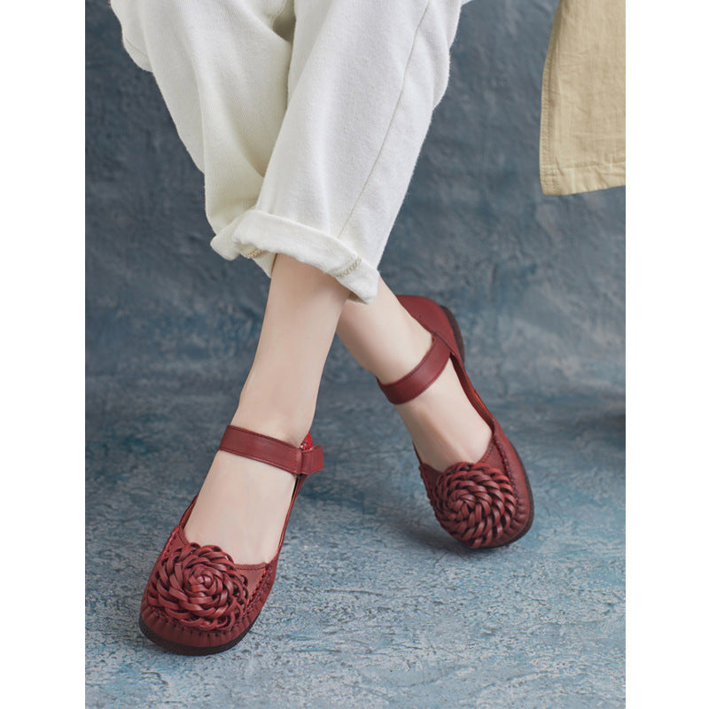 Women Retro Style Leather Velcro Tape Summer Sandals Newgew Shoes