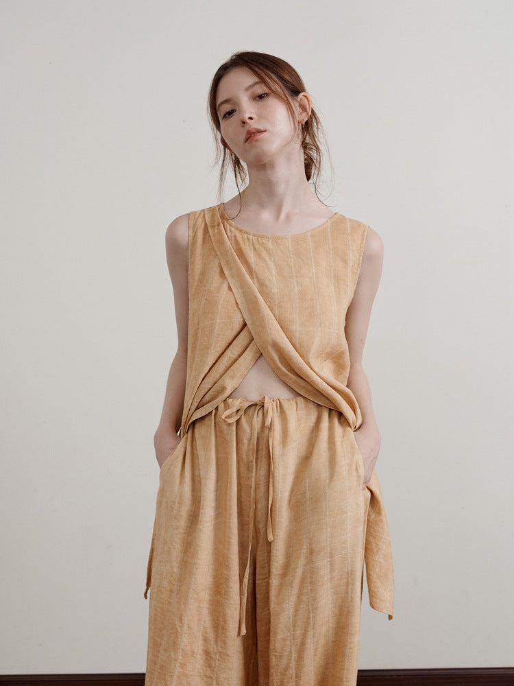Tie-Dye Jacquard Sleeveless Mini Dress Newgew Dresses