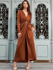 V Neck Slit Button Dress Newgew Dresses