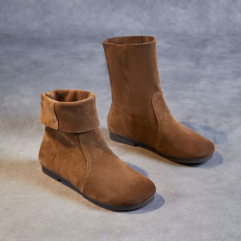 Women Minimalist Soft Suede Casual Flat Boots Newgew Shoes