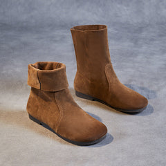 Women Minimalist Soft Suede Casual Flat Boots Newgew Shoes