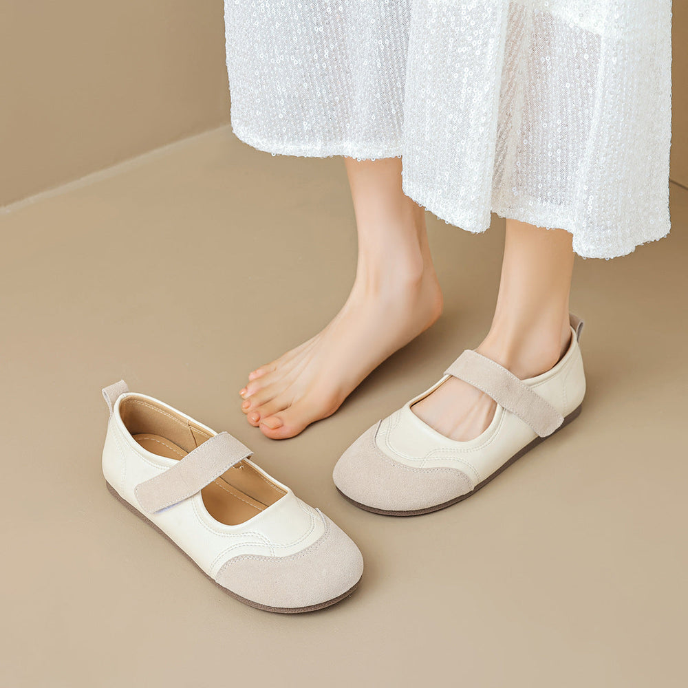Women Retro Patchwork Leather Soft Casual Shoes Newgew Shoes
