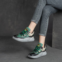 Women Fashion Patchwork Leather Casual Shoes Newgew Shoes