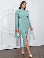 Asymmetric Long Sleeve Belted Dress Newgew Dresses