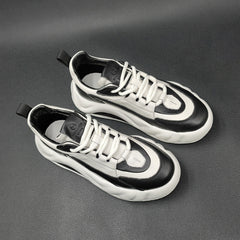 Men Retro Casual Patchwork Leather Dad Shoes Newgew Shoes