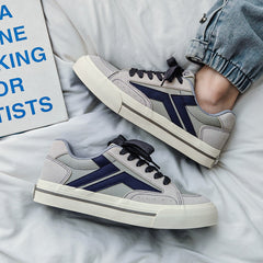 Men Fashion Patchwork Canvas Casual Skate Shoes Newgew Shoes