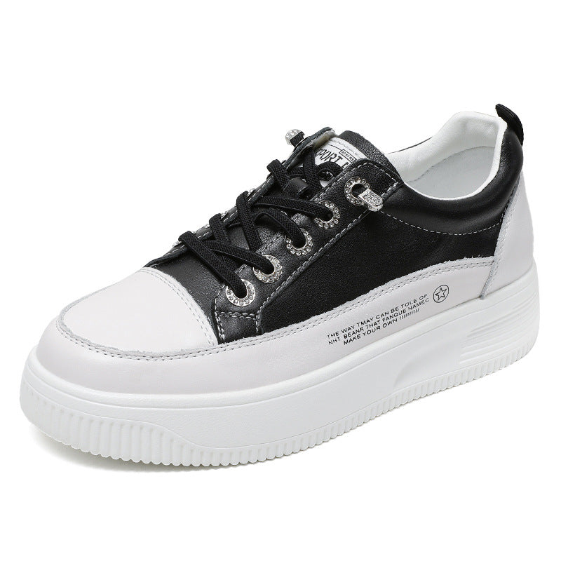 Women Minimalist Fashion Leather Thick Soled Casual Shoes Newgew Shoes