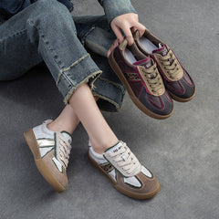 Women Patchwork Leather Flat Casual Training Shoes Newgew Shoes