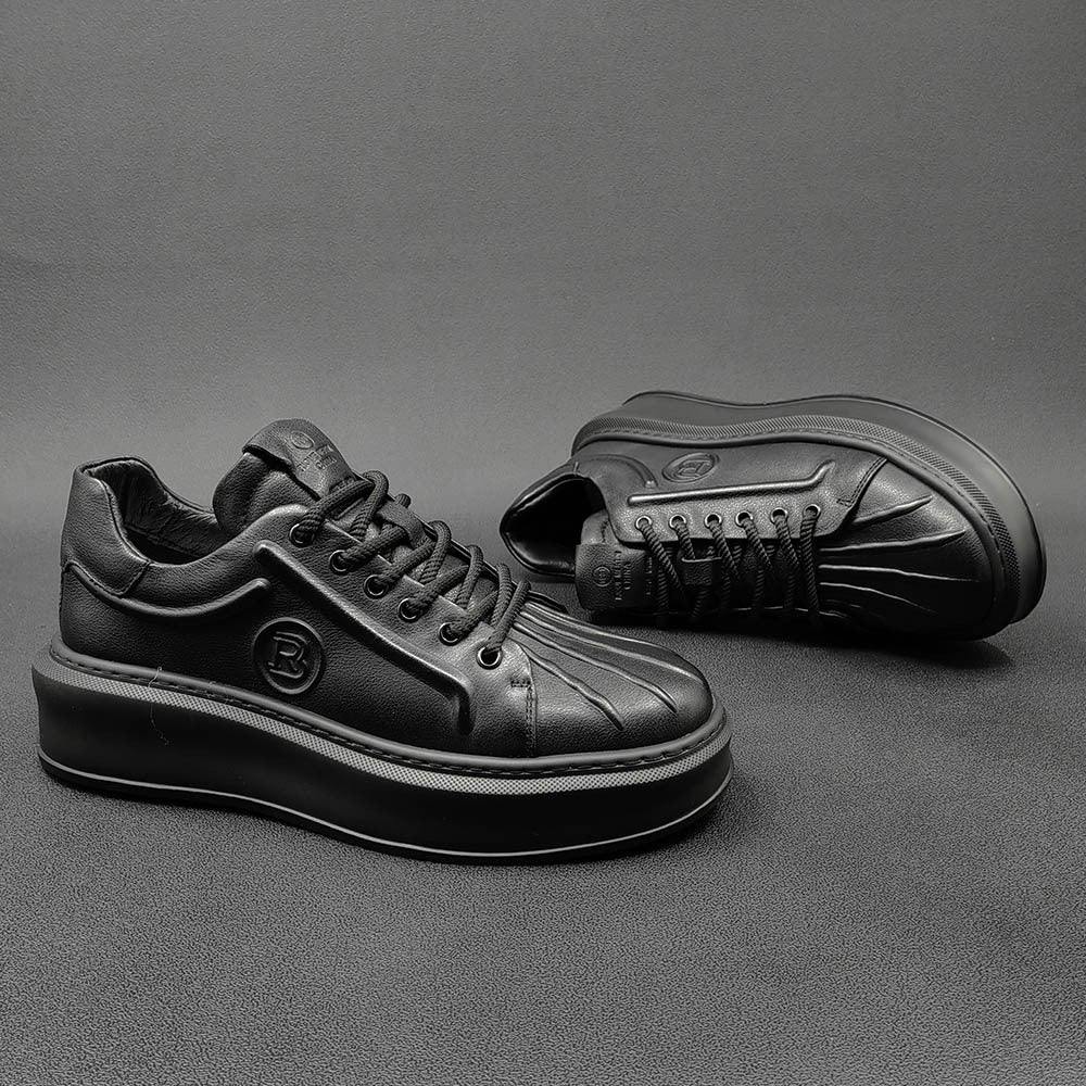 Men Minimalist Leather Thick Soled Casual Shoes Newgew Shoes