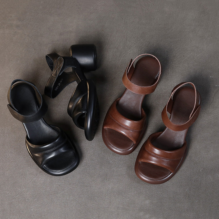 Peep Toe Velcro Ankle Strap Chunky Heels Sandals Newgew Shoes