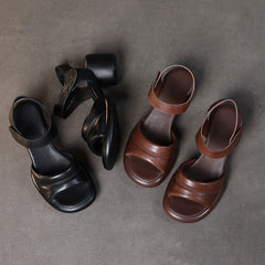 Peep Toe Velcro Ankle Strap Chunky Heels Sandals Newgew Shoes