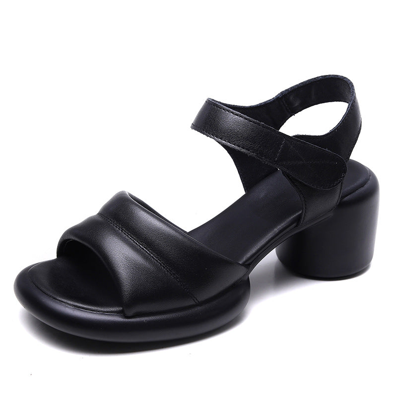 Peep Toe Velcro Ankle Strap Chunky Heels Sandals Newgew Shoes