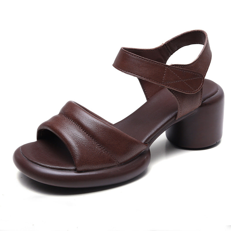 Peep Toe Velcro Ankle Strap Chunky Heels Sandals Newgew Shoes