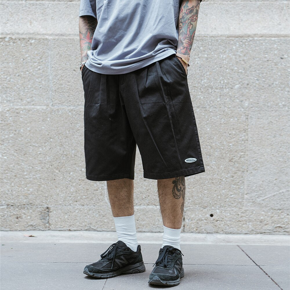 Pleated Front Knee Length Skater Shorts Newgew
