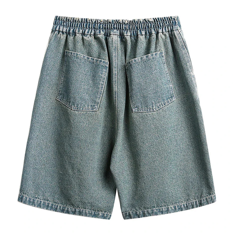 Religious Print Denim Shorts Newgew