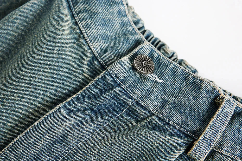 Religious Print Denim Shorts Newgew