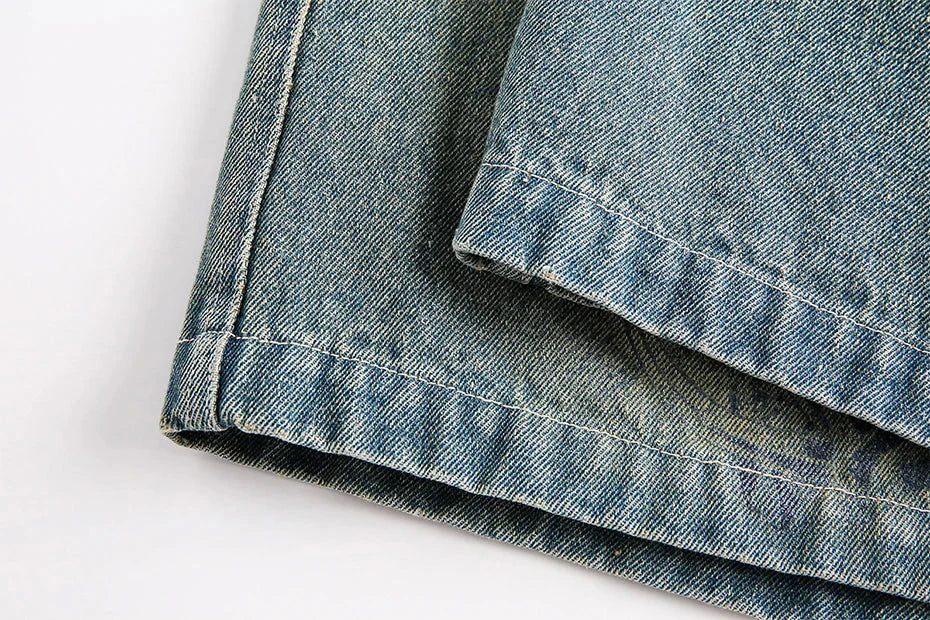 Religious Print Denim Shorts Newgew