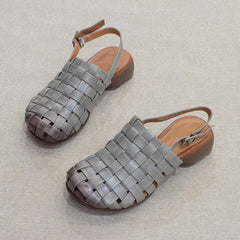 Retro Handmade Cowhide Woven Roman Sandals Newgew Shoes