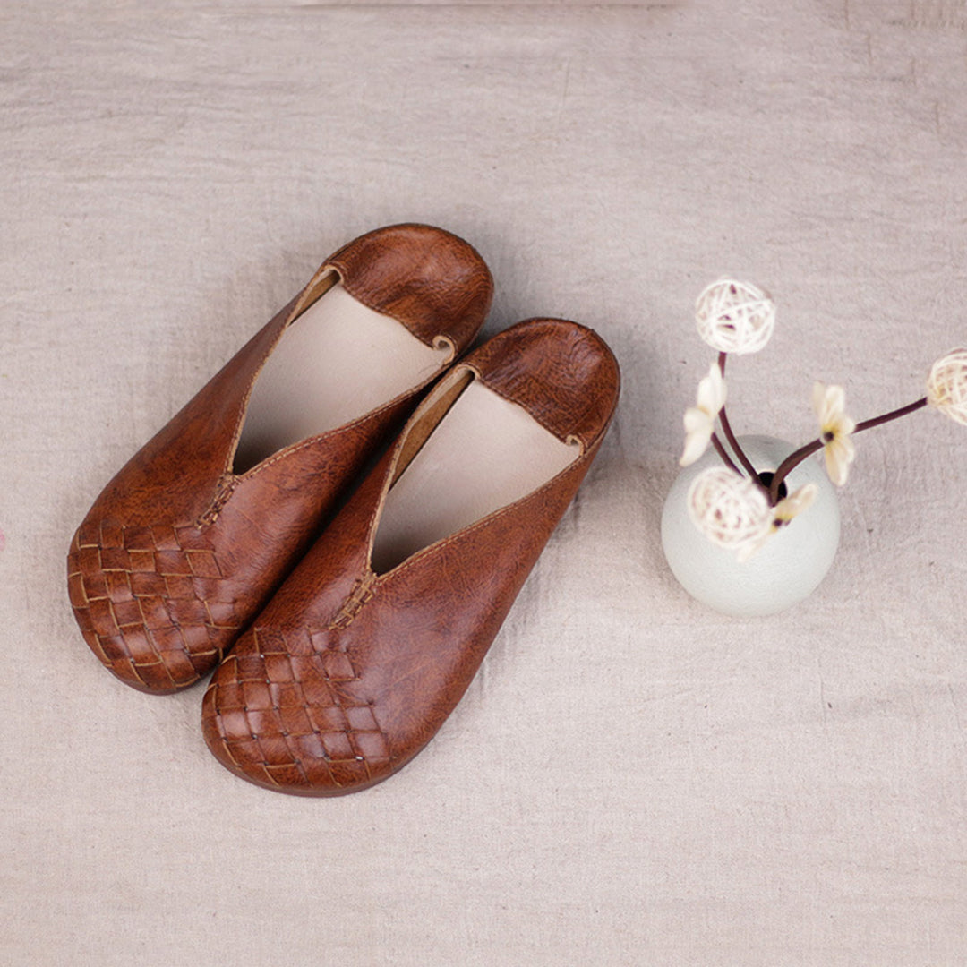 Retro Handmade Woven Comfortable Flat Shoes Newgew Shoes