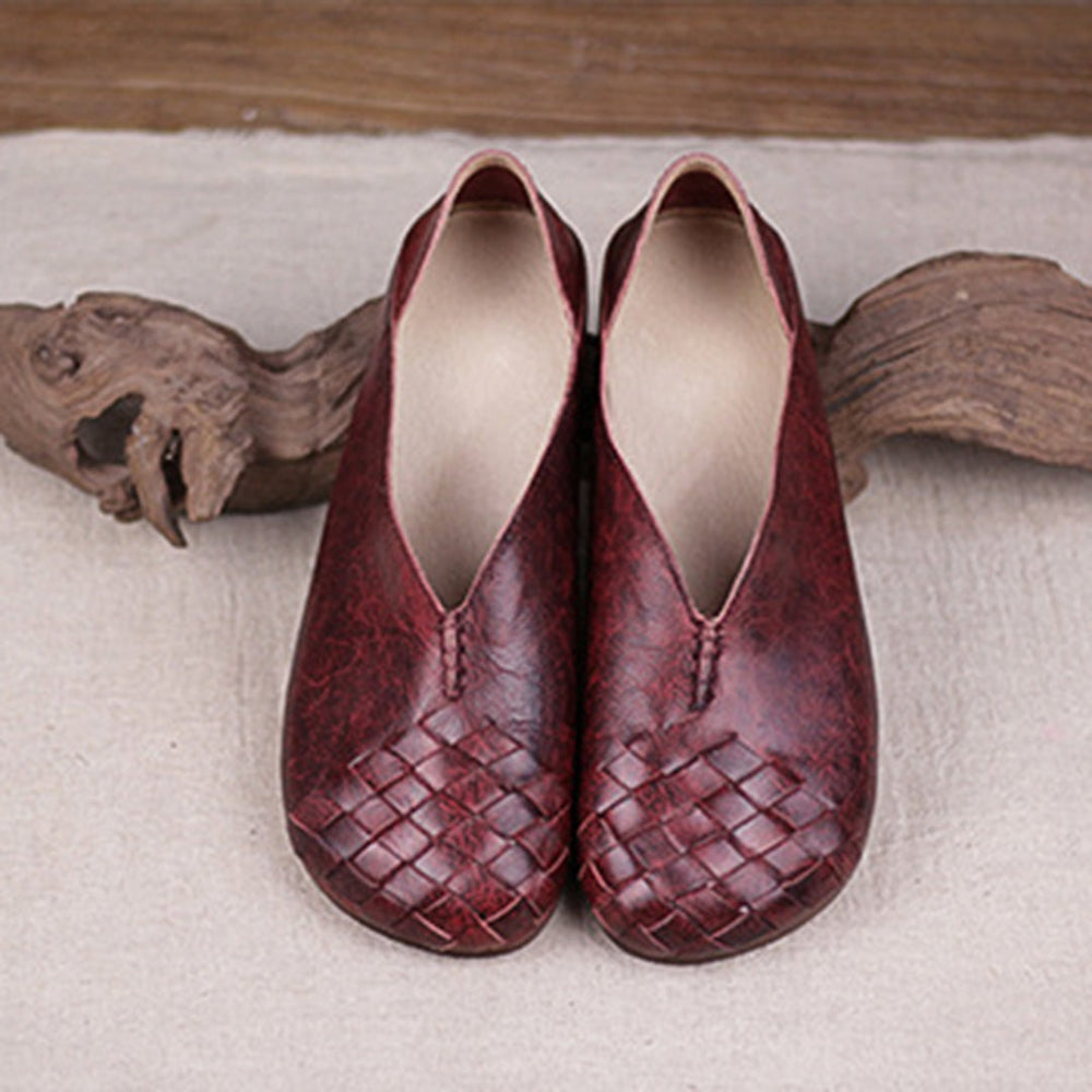 Retro Handmade Woven Comfortable Flat Shoes Newgew Shoes