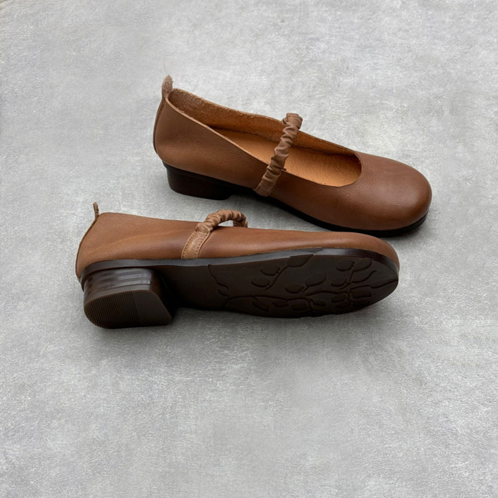 Retro Ruched Belt Leather Shoes Newgew Shoes