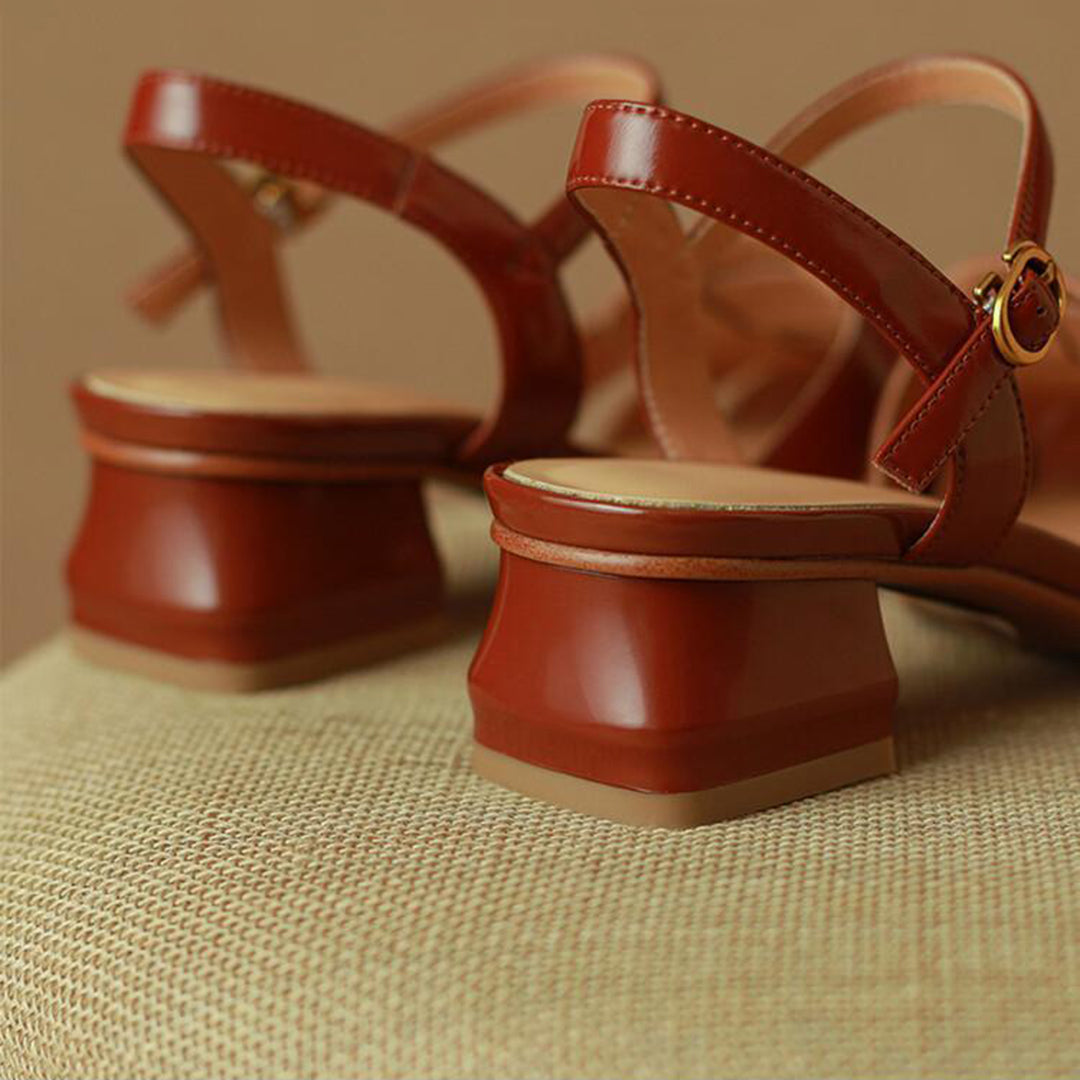 Retro Woven Square Toe Chunky Sandals Newgew Shoes