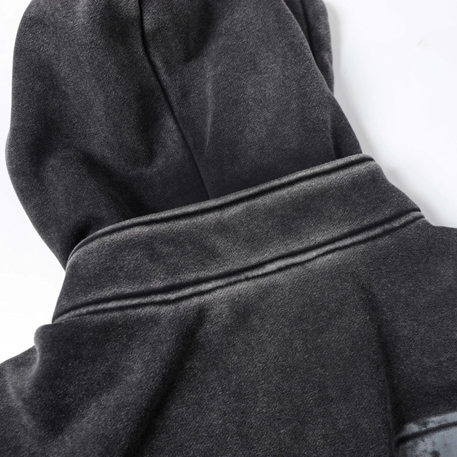 Riveted Acid Wash Zip-up Hoodie Newgew