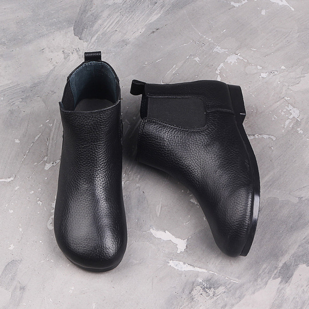 Round Toe Retro Leather Ankle Boots Newgew Shoes