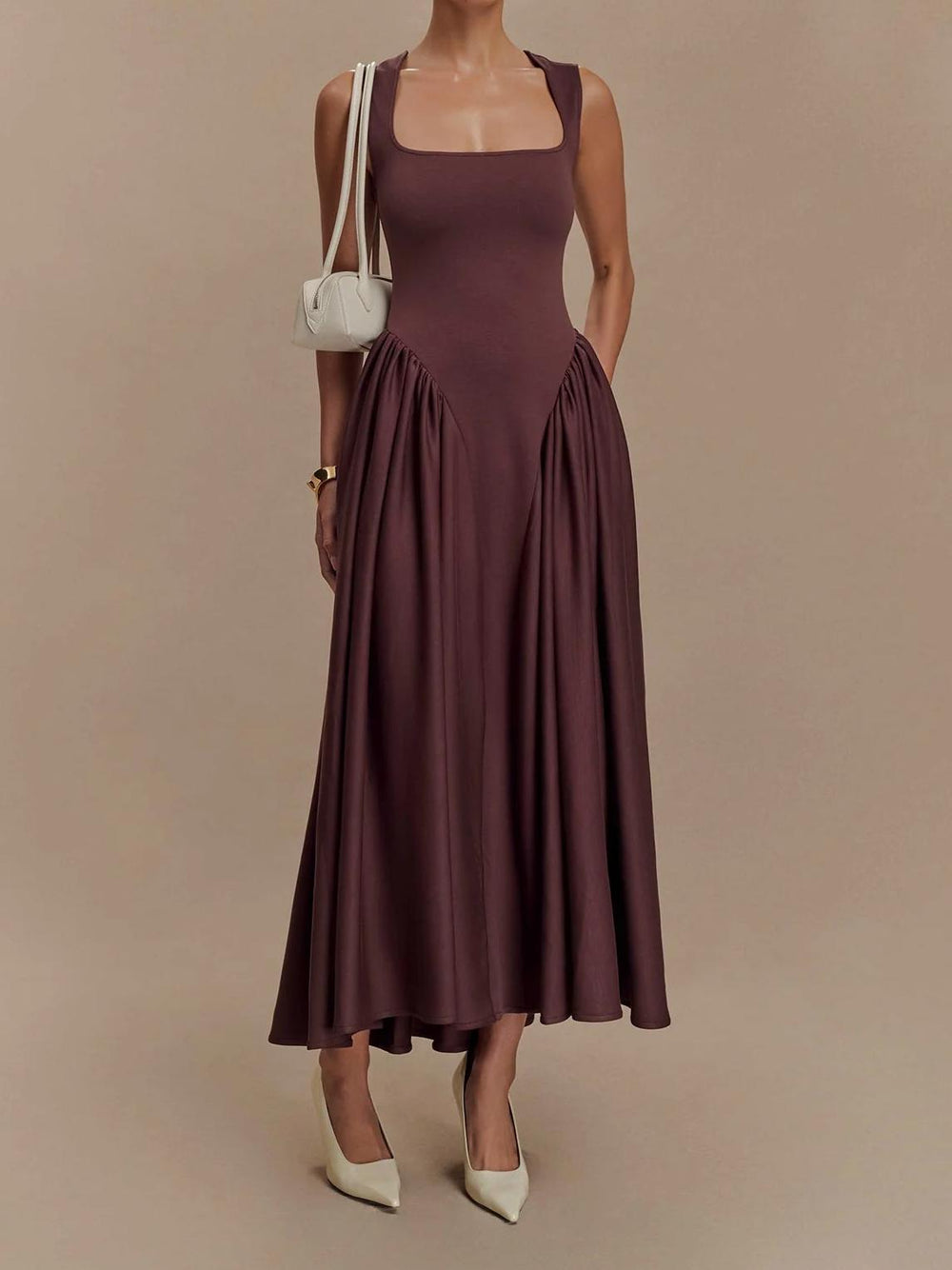 SHARON Midi Dress - Cacao Brown Newgew Dresses