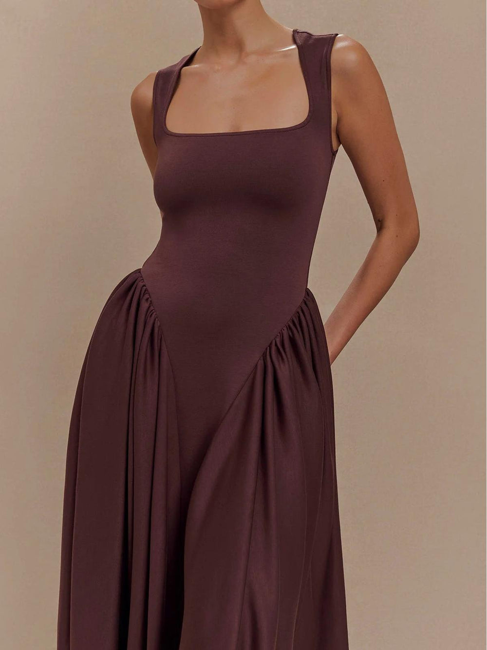 SHARON Midi Dress - Cacao Brown Newgew Dresses