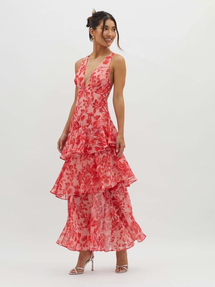 Strappy Back Ruffle Maxi Dress Newgew Dresses