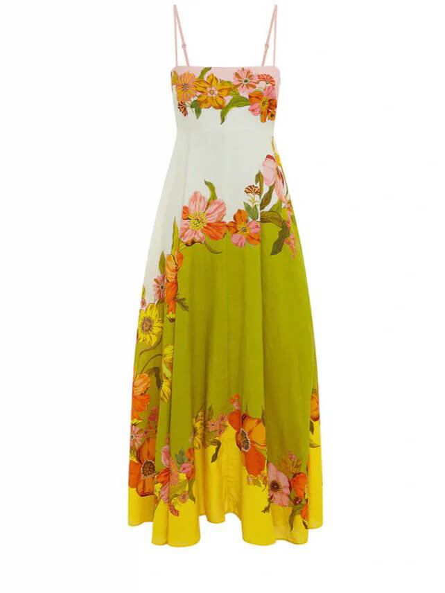 Sophisticated. Modern And Unique Print Strap Midi Dress Newgew Dresses