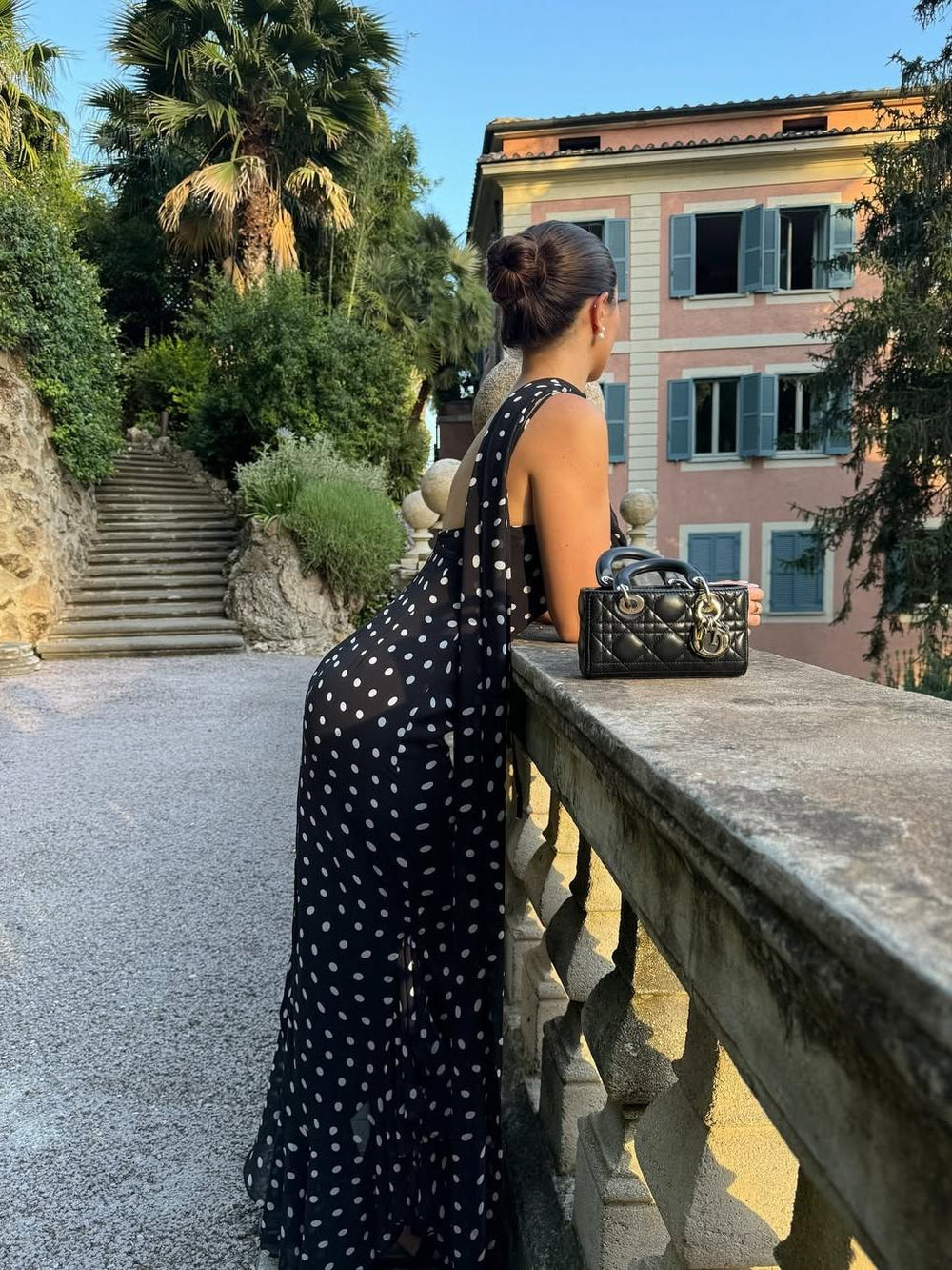Black And Cream Polka Dot Ruffle Maxi Dress – PinTow