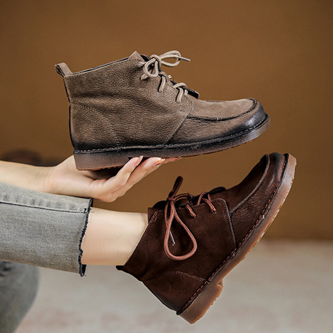 Square Toe Retro Soft Leather Boots – PinTow