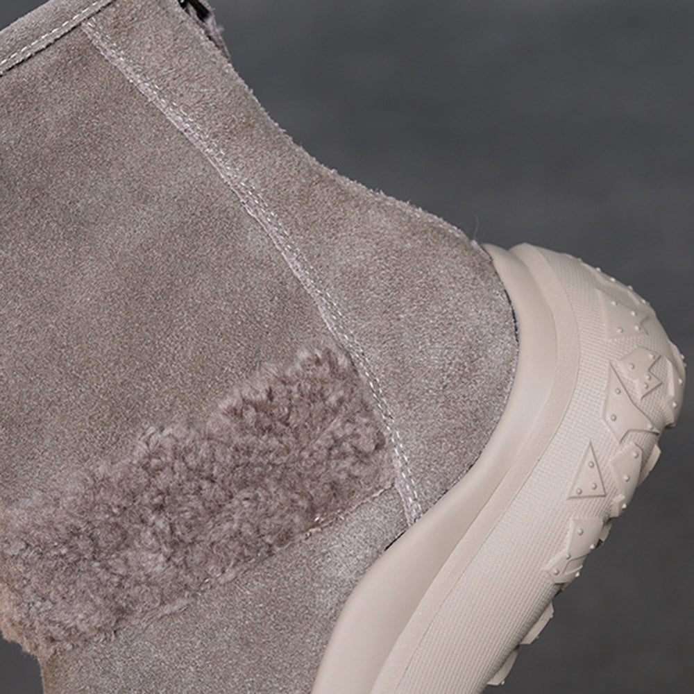 Suede Leather Rear Zipper Snow Boots – PinTow