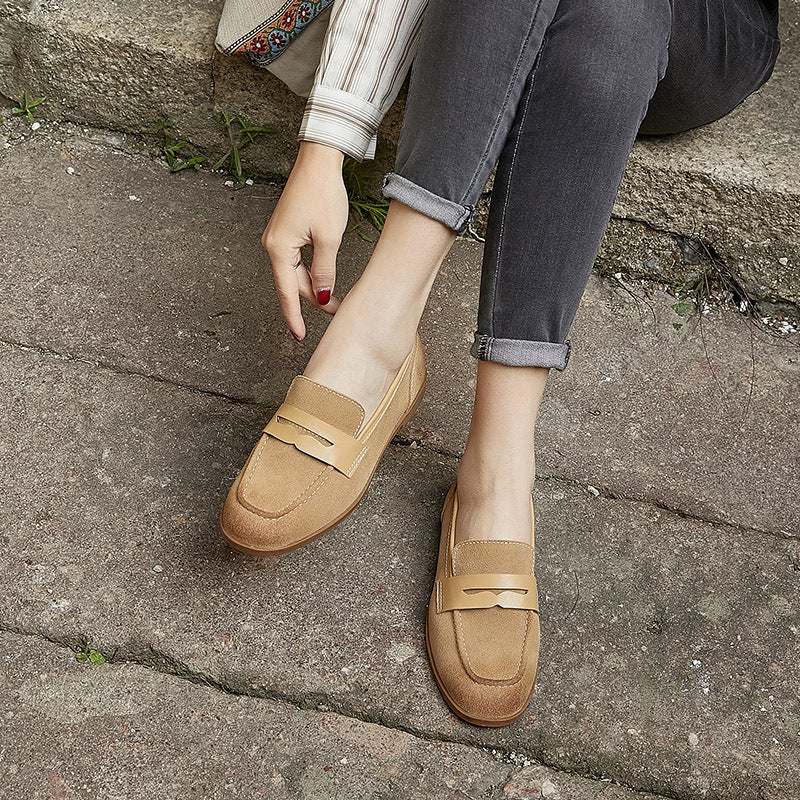 Suede Slip-On Loafers Flat Shoes Newgew Shoes