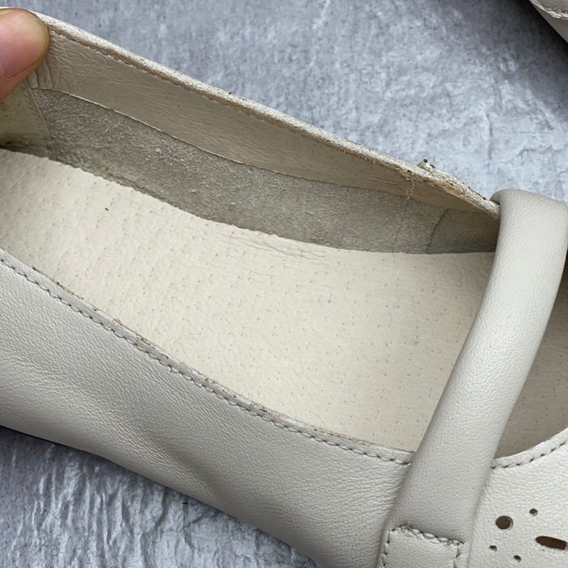 Summer Slip-On Retro Handmade Leather Women Shoes Newgew Shoes
