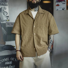 Textured Cuban Revere Collar Shirt Newgew
