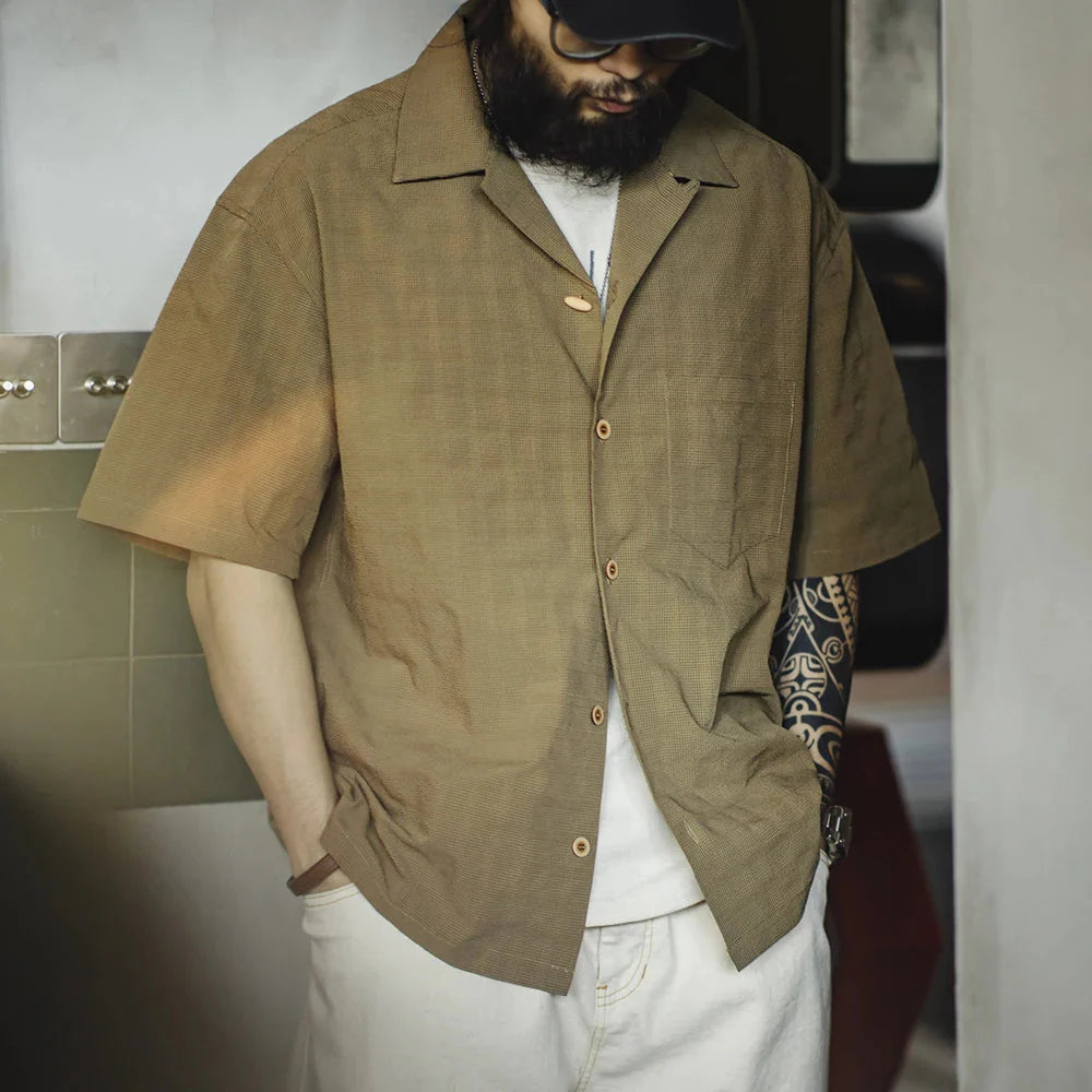 Textured Cuban Revere Collar Shirt Newgew
