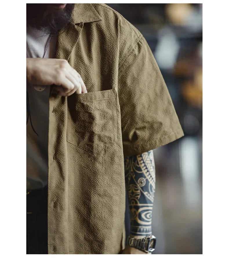 Textured Cuban Revere Collar Shirt Newgew