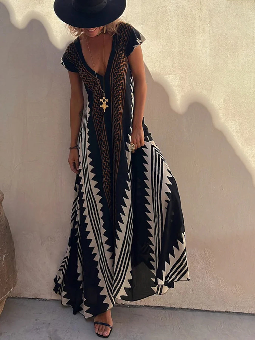 Shannon Bohemian Aztec Print Maxi Dress Newgew Dresses