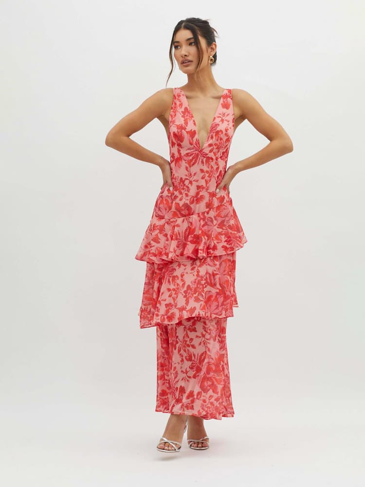 Strappy Back Ruffle Maxi Dress Newgew Dresses