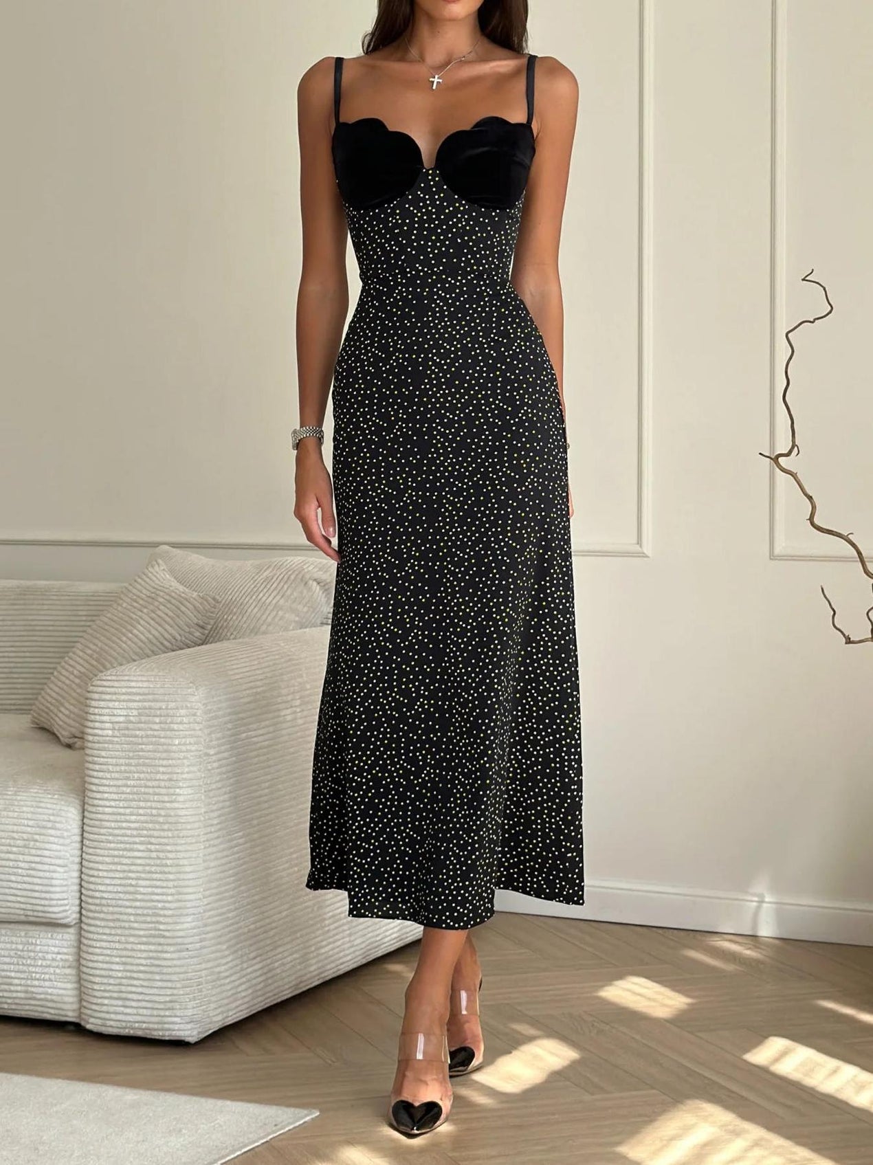 Velvet Insert Midi Dress Newgew Dresses